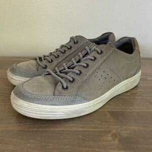 Ecco‎ Men's 6 Grey Leather Soft Classic Lace Up Sneakers Shoes
